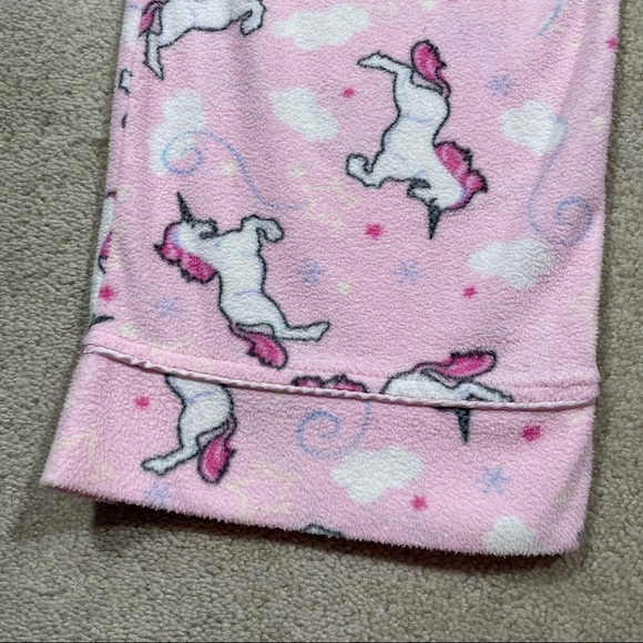 Fuzzy Unicorn Pink Pajama PJ Sleep Pants Shirt Set Cozy Warm Winter - Picture 5 of 12